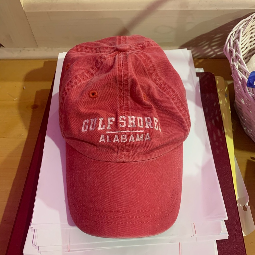 red/pink gulf shores hat